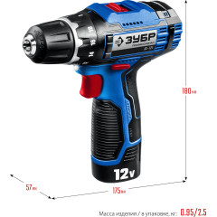 Дрель-шуруповерт Зубр DL-121-22F аккум. патрон:быстрозажимной (кейс в комплекте)