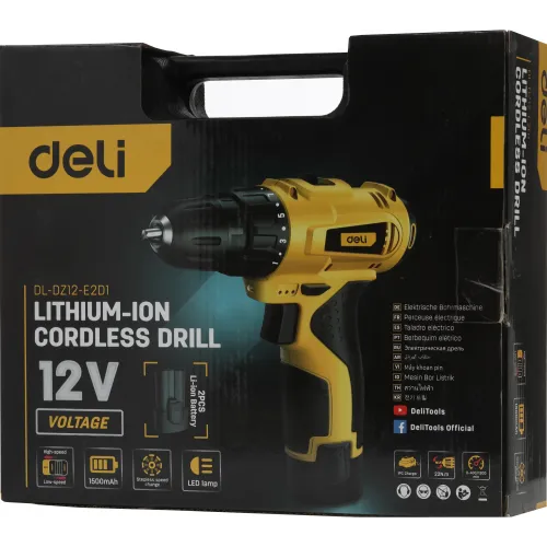 Дрель-шуруповерт Deli DL-DZ12-E2D1 аккум. патрон:быстрозажимной (кейс в комплекте)