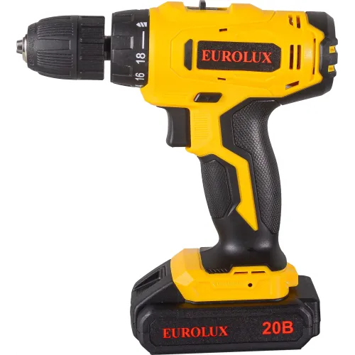 Дрель-шуруповерт Eurolux ДА-20/2Li аккум. патрон:быстрозажимной (кейс в комплекте) (72/14/52)