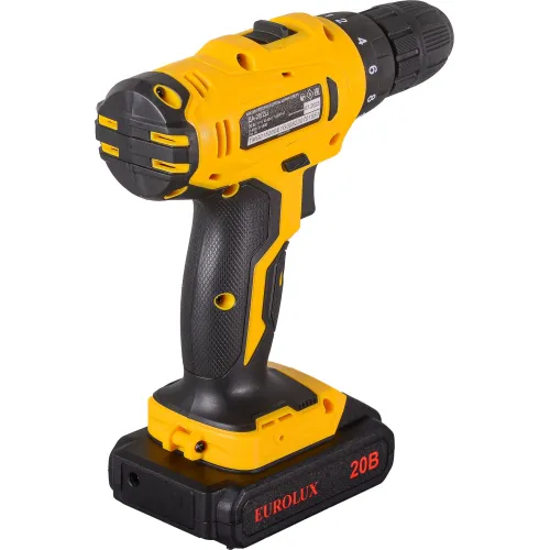 Дрель-шуруповерт Eurolux ДА-20/2Li аккум. патрон:быстрозажимной (кейс в комплекте) (72/14/52)