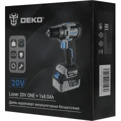 Дрель-шуруповерт Deko Loner 20V One аккум. патрон:быстрозажимной (085-1004)