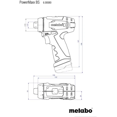 Дрель-шуруповерт Metabo PowerMaxx BS Basic аккум. патрон:быстрозажимной (кейс в комплекте) (600080500)