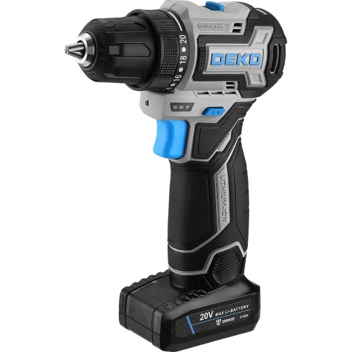 Дрель-шуруповерт Deko Loner 20V PRO аккум. патрон:быстрозажимной (кейс в комплекте) (085-1010)