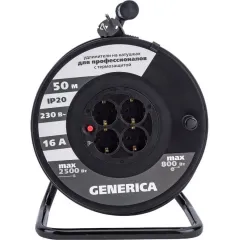 Удлинитель силовой IEK УК50 (WKP20-16-04-50-G) 3x1.5кв.мм 4розет. 50м ПВС 16A катушка