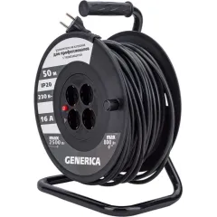 Удлинитель силовой IEK УК50 (WKP20-16-04-50-G) 3x1.5кв.мм 4розет. 50м ПВС 16A катушка