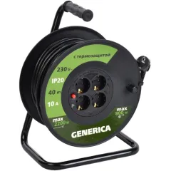 Удлинитель силовой IEK УК40 (WKP10-10-04-40-G) 3x1.0кв.мм 4розет. 40м ПВС 10A катушка черный