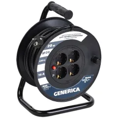 Удлинитель силовой IEK УК20 (WKP20-16-04-20-G) 3x1.5кв.мм 4розет. 20м ПВС 16A катушка черный