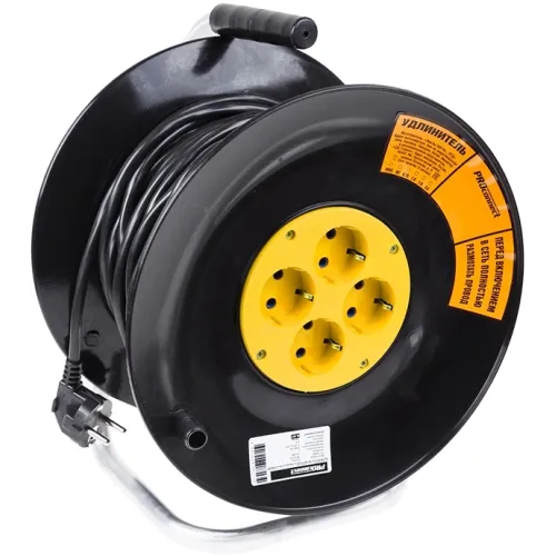 Удлинитель силовой PROconnect STANDARD (11-7605) 3x1.0кв.мм 4розет. 30м ПВС 10A катушка черный
