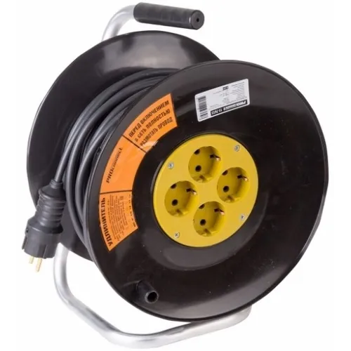 Удлинитель силовой PROconnect PROFESSIONAL (11-7615) 3x2.5кв.мм 4розет. 50м ПВС 16A катушка черный