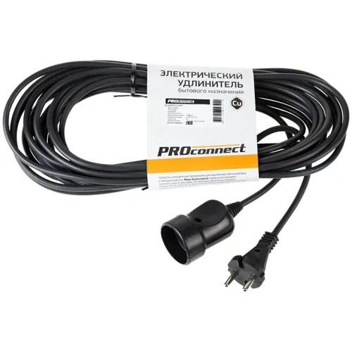 Удлинитель силовой PROconnect PROc-Uc (11-7114) 2x0.75кв.мм 1розет. 10м ПВС 6A без катушки черный