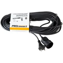 Удлинитель силовой PROconnect PROc-Uc (11-7115) 2x0.75кв.мм 1розет. 20м ПВС 6A без катушки черный