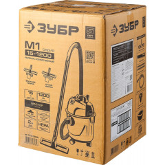 Строительный пылесос Зубр ПУ-15-1200 М1 1200Вт (уборка: сухая/влажная) красный