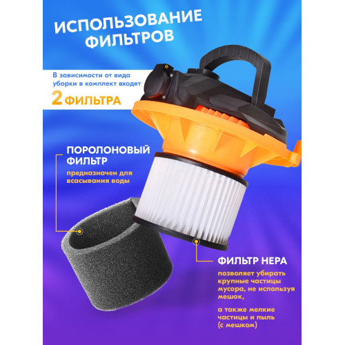 Строительный пылесос Вихрь СП-1500/30 1500Вт (уборка: сухая/влажная) серый