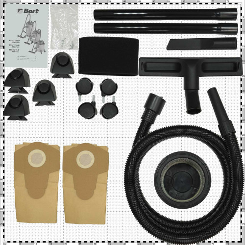 Строительный пылесос Bort BSS-1215-P 1200Вт (уборка: сухая/влажная) синий