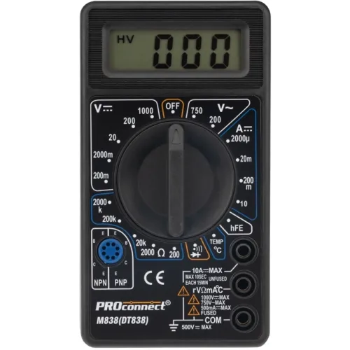 Мультиметр PROconnect M838 DT838 цифровой черный (13-3013)