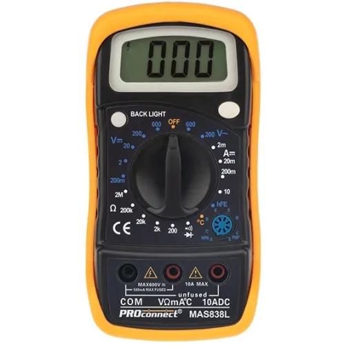 Мультиметр PROconnect MAS838L DT858L цифровой черный/желтый (13-3022)