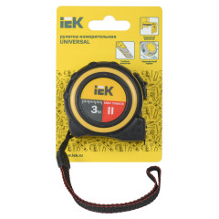Рулетка строительная IEK Universal дл.полотна 3м изм.шкала в см зацеп простой черный/желтый (TIR10-1-003)