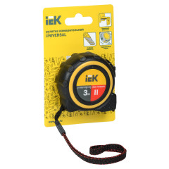 Рулетка строительная IEK Universal дл.полотна 3м изм.шкала в см зацеп простой черный/желтый (TIR10-1-003)