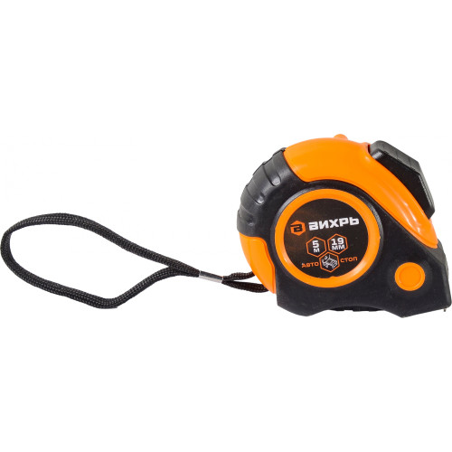 Рулетка строительная Вихрь 73/11/1/5 дл.полотна 5м изм.шкала в см зацеп простой оранжевый/черный