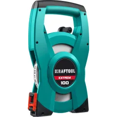 Лента мерная геодезическая Kraftool 34185-100 дл.полотна 100м изм.шкала в см зацеп простой зеленый