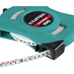 Лента мерная геодезическая Kraftool 34185-100 дл.полотна 100м изм.шкала в см зацеп простой зеленый