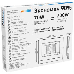 Прожектор уличный Gauss Elementary светодиодный 70Втбелый (613120370)