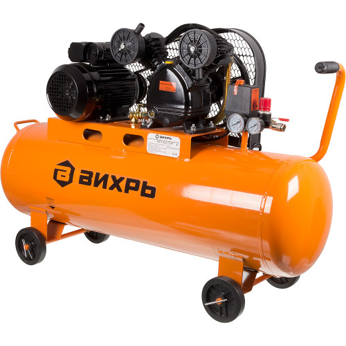 Компрессор поршневой Вихрь КМП-400/100P масляный 400л/мин 100л 2500Вт оранжевый