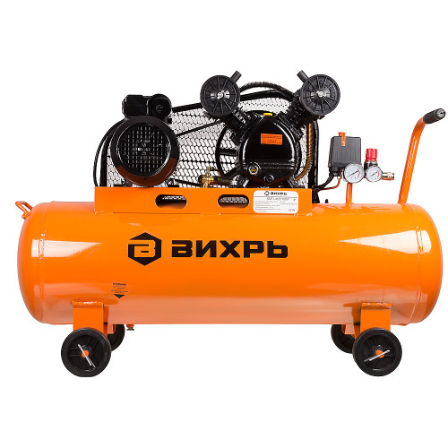 Компрессор поршневой Вихрь КМП-400/100P масляный 400л/мин 100л 2500Вт оранжевый