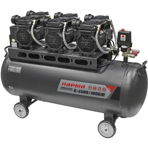 Компрессор поршневой Парма БМ K-4500/100БМ безмасляный 711л/мин 100л 4500Вт серый/черный