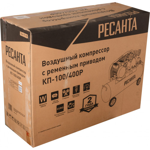 Компрессор поршневой Ресанта КП-100/400Р масляный 400л/мин 100л 2500Вт красный/черный