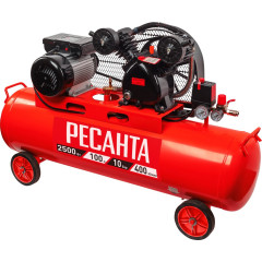 Компрессор поршневой Ресанта КП-100/400Р масляный 400л/мин 100л 2500Вт красный/черный