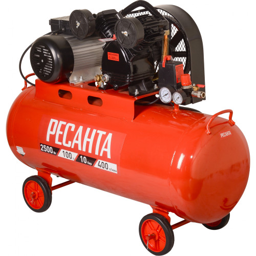 Компрессор поршневой Ресанта КП-100/400Р масляный 400л/мин 100л 2500Вт красный/черный