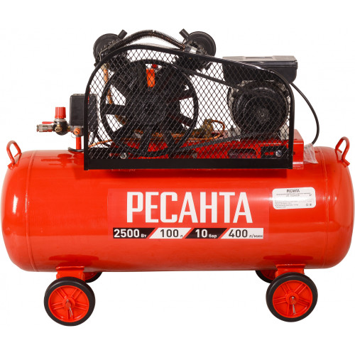 Компрессор поршневой Ресанта КП-100/400Р масляный 400л/мин 100л 2500Вт красный/черный