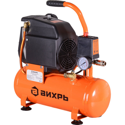 Компрессор поршневой Вихрь КП-165/10 безмасляный 165л/мин 10л 950Вт оранжевый/черный