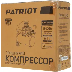 Компрессор поршневой Patriot EURO 24/240 масляный 240л/мин 24л 1500Вт оранжевый