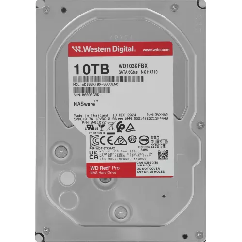 Жесткий диск WD SATA-III 10TB WD103KFBX NAS Red Pro (7200rpm) 512Mb 3.5"