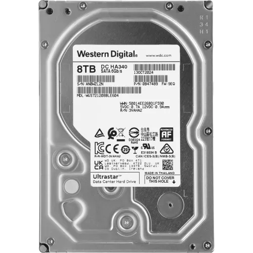 Жесткий диск WD SATA-III 8TB 0B47489 WUS721208BLE604 Server Ultrastar DC HA340 512E (7200rpm) 256Mb 3.5"