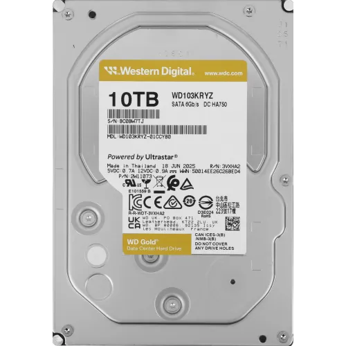 Жесткий диск WD SATA-III 10TB WD103KRYZ Gold 512E (7200rpm) 512Mb 3.5"