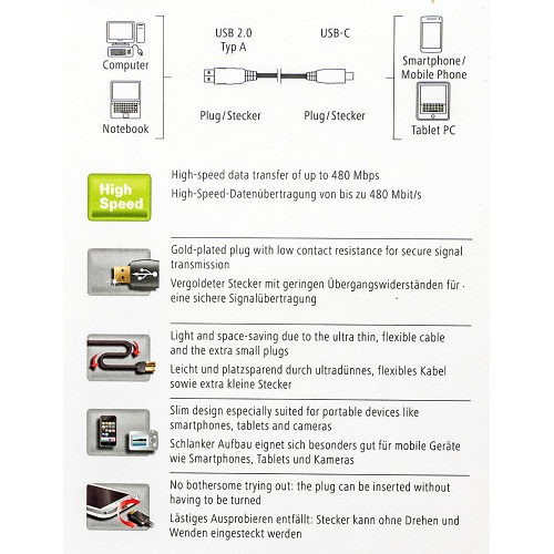 Кабель Hama Flexi-Slim 00135784 USB (m)-USB Type-C (m) 0.75м черный