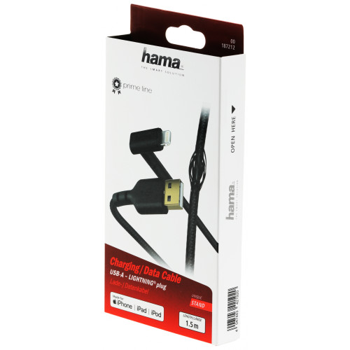 Кабель Hama 00187212 USB (m)-Lightning (m) 1.5м черный