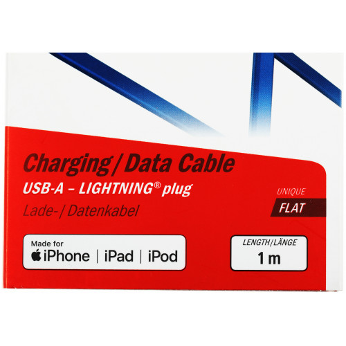 Кабель Hama 00187232 USB (m)-Lightning (m) 1м синий плоский