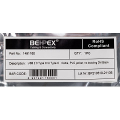 Кабель USB Type-C (m)-USB Type-C (m) 3м черный