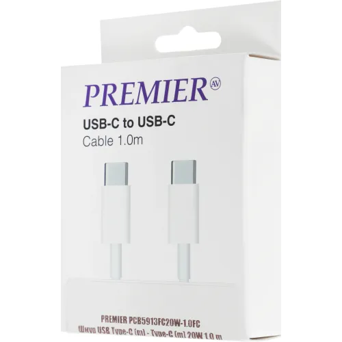 Кабель Premier 20W 1M USB Type-C (m)-USB Type-C (m) 1м белый