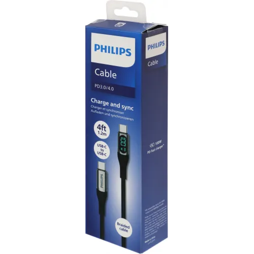 Кабель Philips DLC9100 USB Type-C (m)-USB Type-C (m) 1.2м черный коробка (упак.:1шт)
