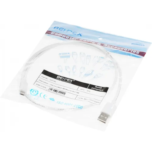 Кабель 2A Square USB (m)-micro USB (m) 0.75м белый