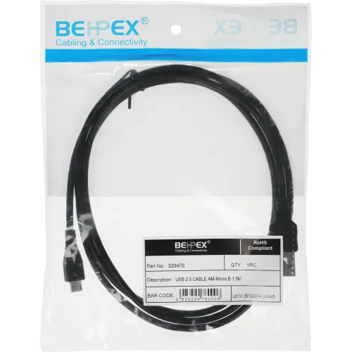 Кабель USB (m)-micro USB (m) 1.5м черный