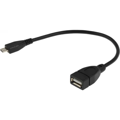 Кабель USB (f)-micro USB (m) 0.2м черный