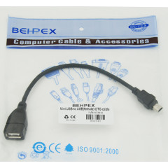 Кабель USB (f)-mini USB (m) 0.2м черный