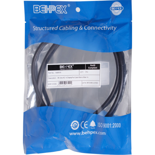 Кабель Ultra HD DisplayPort (m) DisplayPort (m) 1м черный (пакет)