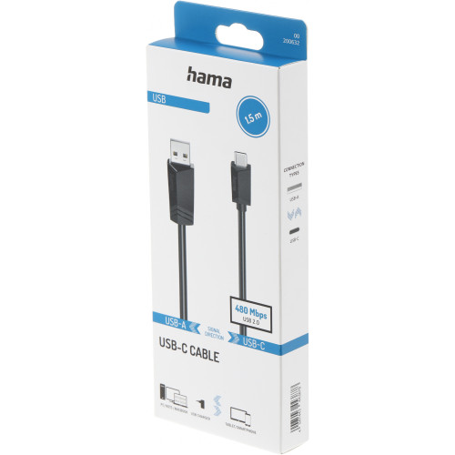 Кабель Hama H-200632 ver2.0 USB Type-C USB A(m) 1.5м (00200632)